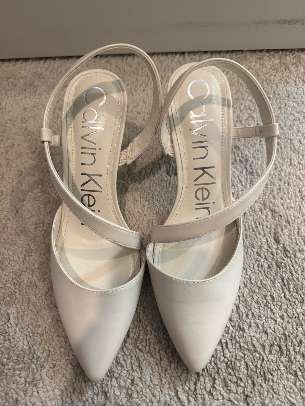 Calvin Klein Women's Pointed Toe Slingback Heels in Off-White